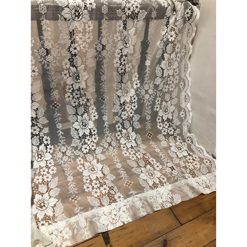 Vintage JC Penny Lace Window Curtain Panel 60" wide x 60" long